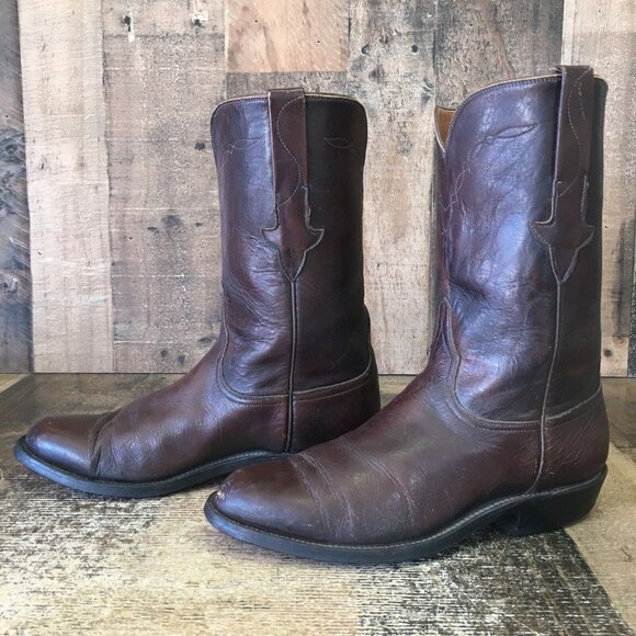 Lucchese P0468 Vintage Roper Classic Brown Cowboy Boots Mens 7.5 E - Picture 12 of 12